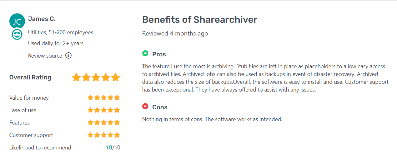 sharearchiver testimonials 1