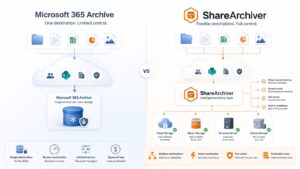 الأرشفة على مستوى الملفات في Microsoft 365 مقابل ShareArchiver: ما تحتاج فرق تكنولوجيا المعلومات إلى معرفته في عام 2026